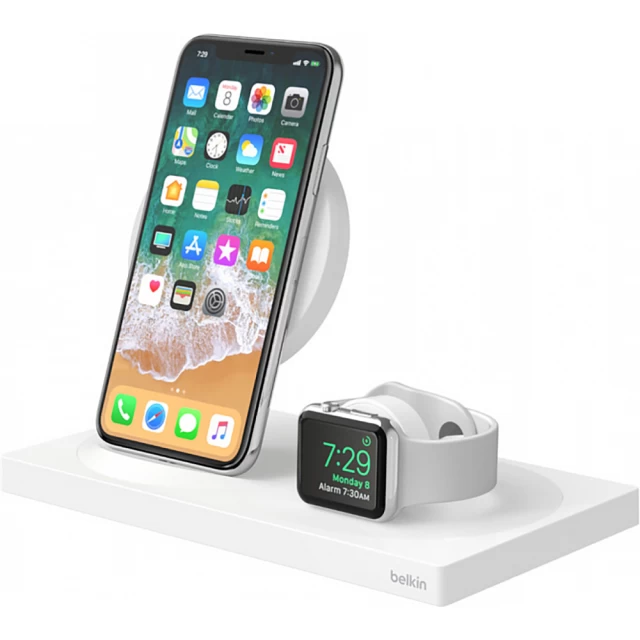 Бездротовий зарядний пристрій Belkin Pad/Stand/Apple Watch 2-in-1 7.5W White (F8J234VFWHT-APL)