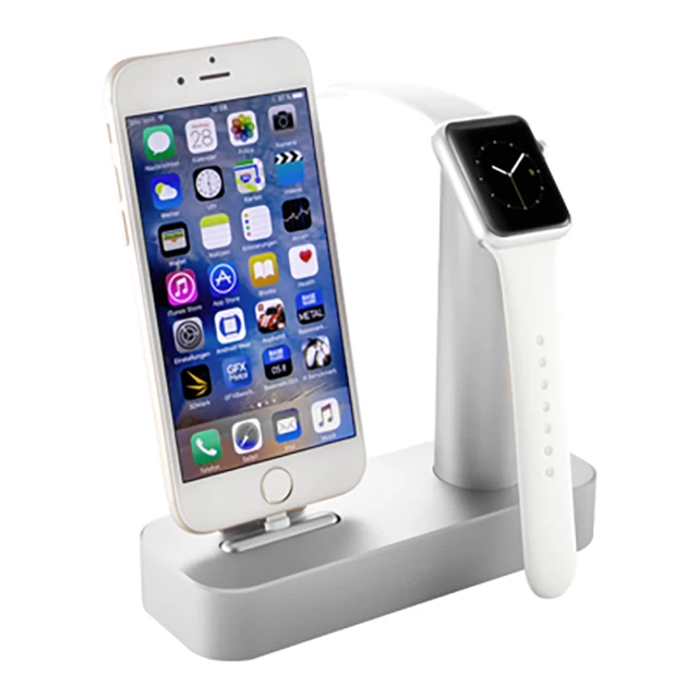 Док-станция COTEetCI Base1 2-in-1 для iPhone и Apple Watch Stand Silver (CS2045-TS)