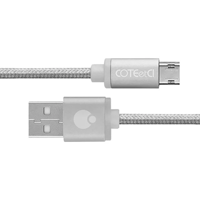 Кабель COTEetCI M23 NYLON USB-A to microUSB 1.2 m Silver (CS2131-1.2M-TS)