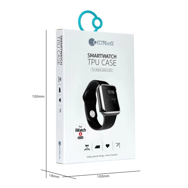 Силиконовый чехол COTEetCI TPU для Apple Watch 44 mm Transparent (CS7050-TT)