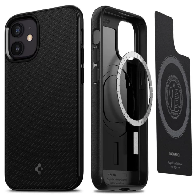 Чехол Spigen для iPhone 12 Mini Mag Armor Black with MagSafe (ACS01866)