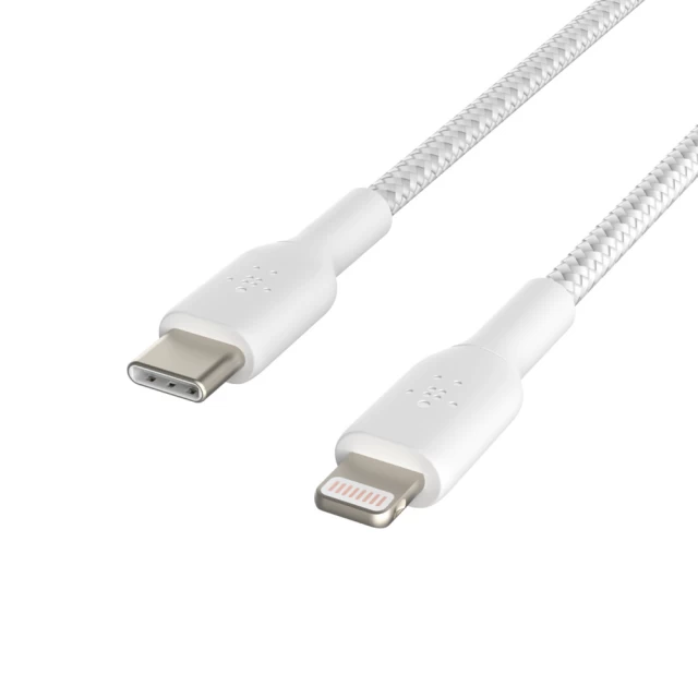Кабель Belkin USB-C to Lightning BRAIDED White 2 m (CAA004BT2MWH)