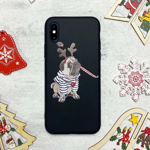 Чехол Upex Christmas Series для iPhone XS Pug (UP33178)