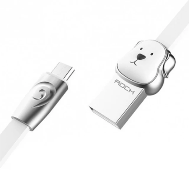 Кабель ROCK micro USB - USB Cable Dog 1m White (RCB0533)