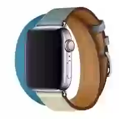 Ремінець Upex Double Tour для Apple Watch 49 | 45 | 44 | 42 mm Bleu Lin/Craie/Bleu du Nord Swift Leather