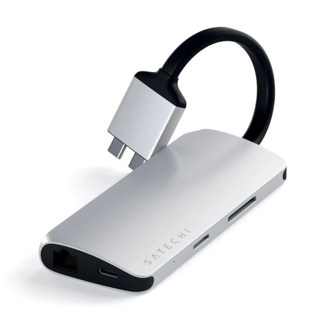 USB-хаб Satechi Aluminum Type-C Dual Multimedia Adapter Silver (ST-TCDMMAS)