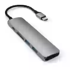 USB-хаб Satechi Aluminum Type-C Slim Multi-Port Adapter 4K V2 Space Gray (ST-SCMA2M)
