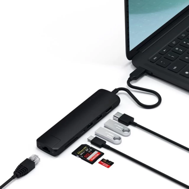 USB-хаб Satechi Aluminum Type-C Slim Multi-Port with Ethernet Adapter Black (ST-UCSMA3K)
