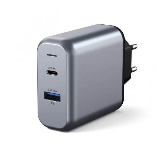 Мережевий зарядний пристрій Satechi Dual Port 30W USB-C | USB-A Space Gray (ST-MCCAM-EU)