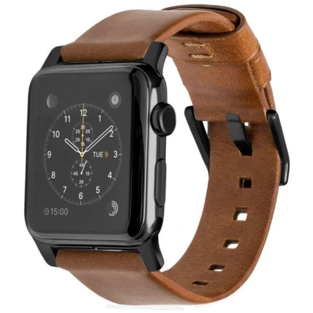 Ремешок Nomad Leather Strap для Apple Watch 49 | 45 | 44 | 42 mm Italian Tan/Black Hardware (STRAP-APPLE-IT-TAN-BL)