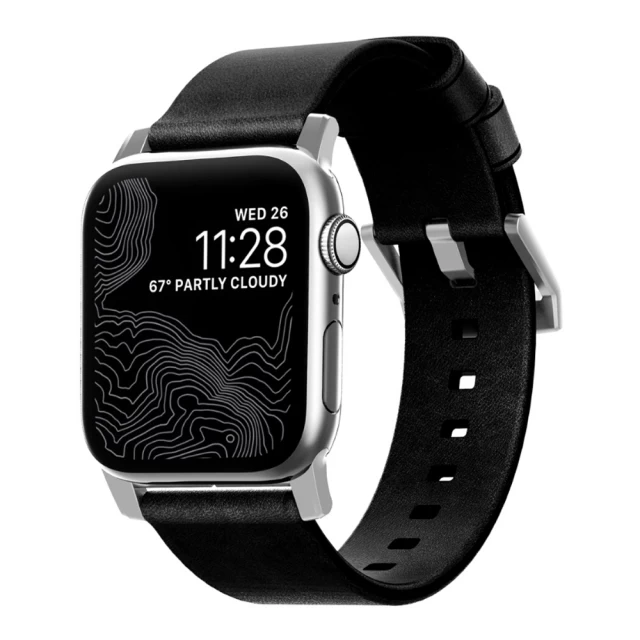 Ремінець Nomad Modern Strap для Apple Watch 49 | 45 | 44 | 42 mm Silver/Black (NM1A41SM00)