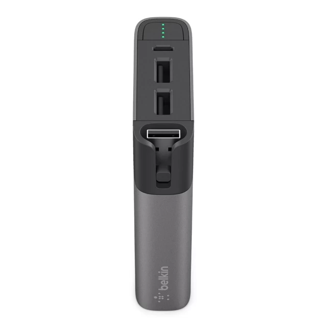 Портативное зарядное устройство Belkin 6600mAh, 2 USB-3.4A, Lightning, Micro-USB Cable Gray (F8M992BTGRY)