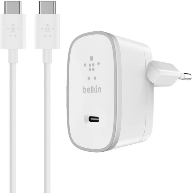 Сетевое зарядное устройство Belkin 15W USB-C with USB-C to USB-C Cable 1.5m White (F7U008vf05-WHT)