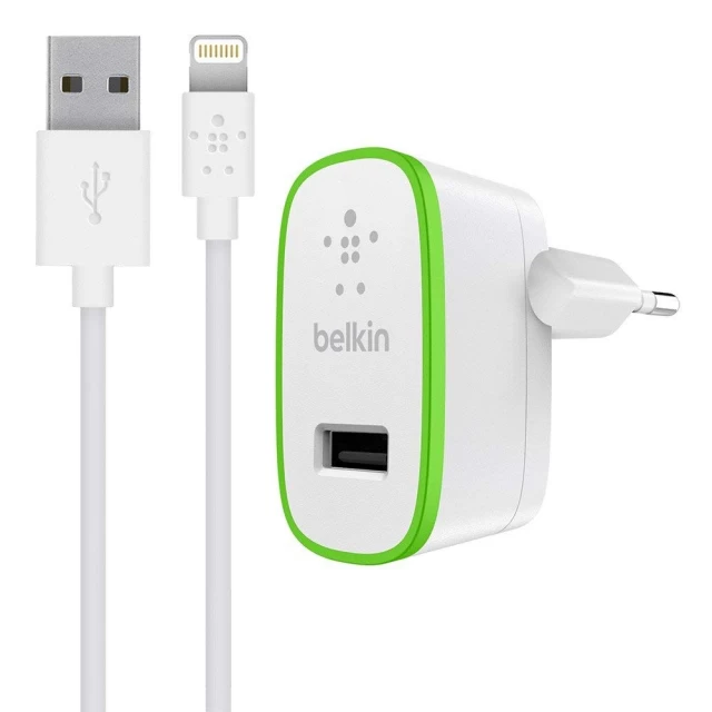 Мережевий зарядний пристрій Belkin Home 12W USB-A with USB-A to Lightning Cable 1.2m White (F8J125vf04-WHT)