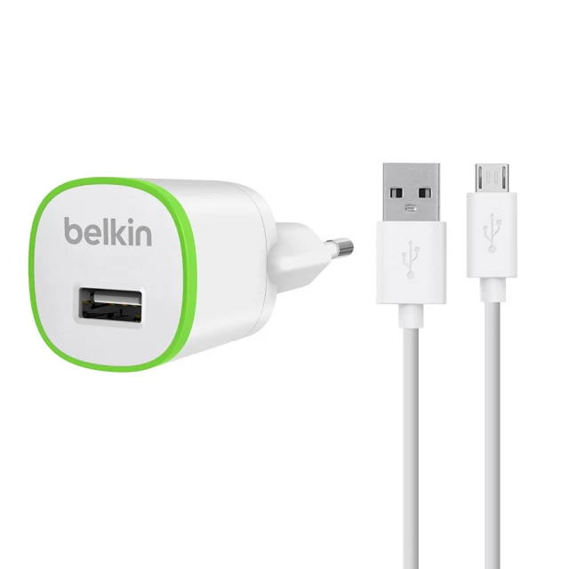 Мережевий зарядний пристрій Belkin Micro 5W USB-A with USB-A to micro USB Cable White (F8M710vf04-WHT)