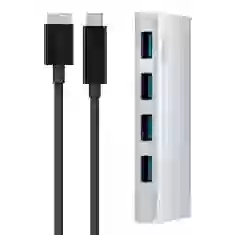 USB-Hub Belkin USB 3.0, Ultra-Slim Metal, 4 порта + USB-C кабель, активный с БП, Silver (F4U088vf)