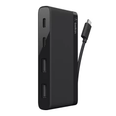 USB-Hub Belkin USB 3.0, Travel Hub, 2 порта USB-C + 2 порта USB 3.0, пасивний без БП, Black (F4U090btBLK)