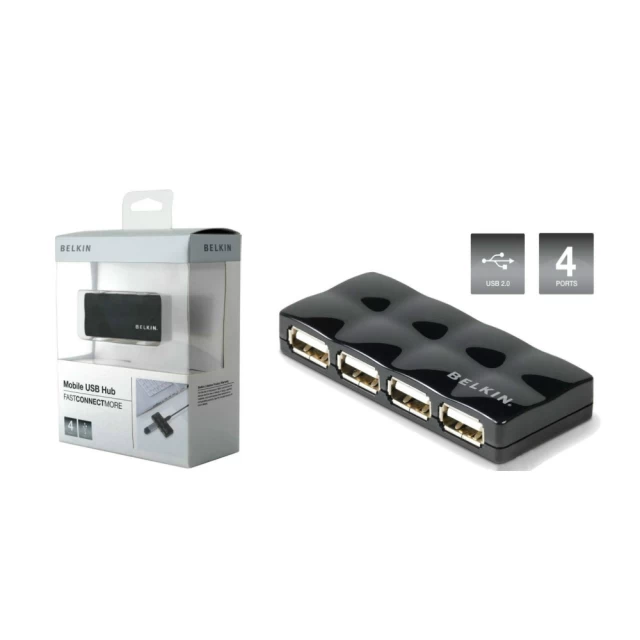 USB-Hub Belkin USB 2.0 х 4 Mobile Hub Black (F5U404cwBLK)
