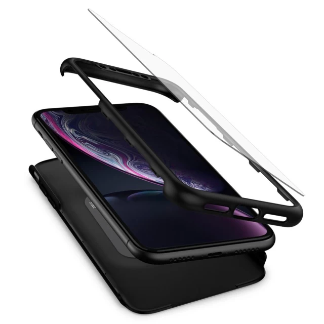 Чехол + стекло Spigen для iPhone XR Thin Fit 360 Black (064CS24886)