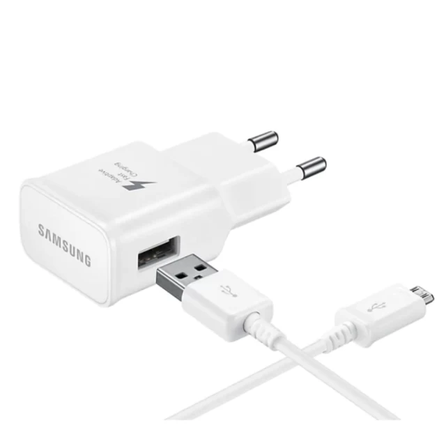 Мережевий зарядний пристрій Samsung FC 15W USB-A with USB-A to micro USB Cable 1.5m White (EP-TA20EWEUGRU)