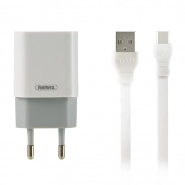 Мережевий зарядний пристрій Remax Traveller USB-A with USB-C to USB-A Cable 0.8m White (RP-U14TYPE-C-WHITE)