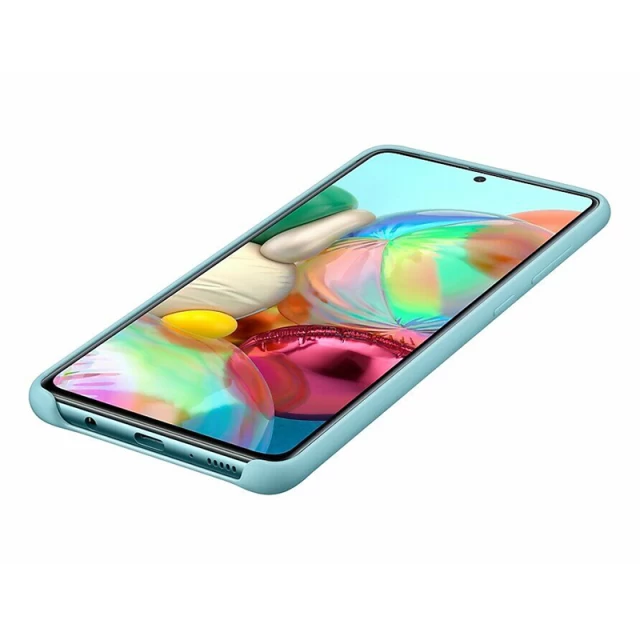 Чохол Samsung Silicone Cover для Galaxy A71 (A715F) Blue (EF-PA715TLEGRU)