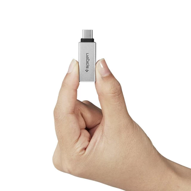 Адаптер Spigen Essential CA300 USB-C Male to USB-A Female Silver (000CA25553)