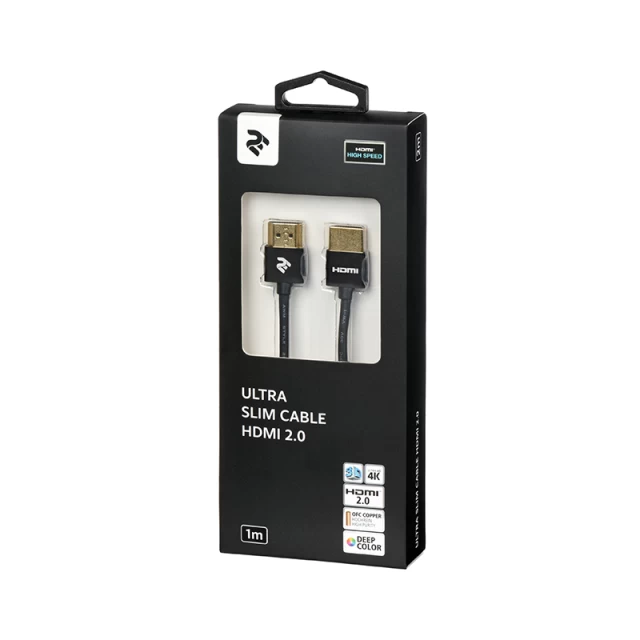 Кабель 2E HDMI to HDMI 2.0 Gen2 Ultra Slim cable Black 1 m (2E-W9668BL-1M)