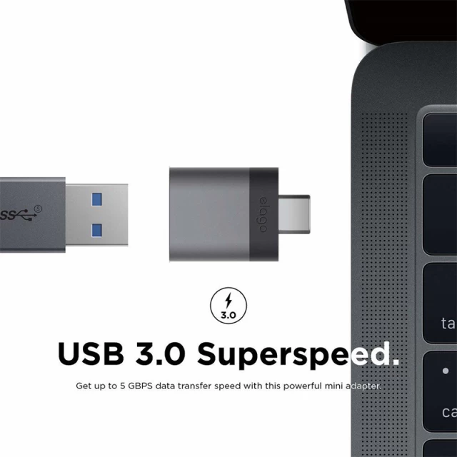 Адаптер Elago Mini Aluminum USB-C to USB-A Dark Grey (2 Set) (EADP-ALUSBC-DG-2P)