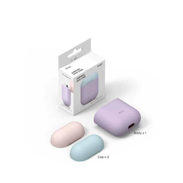 Чехол для Airpods 2/1 Elago Duo Case Lavender/Pastel Blue/Lovely Pink for Charging Case (EAPDO-LV-PBLPK)