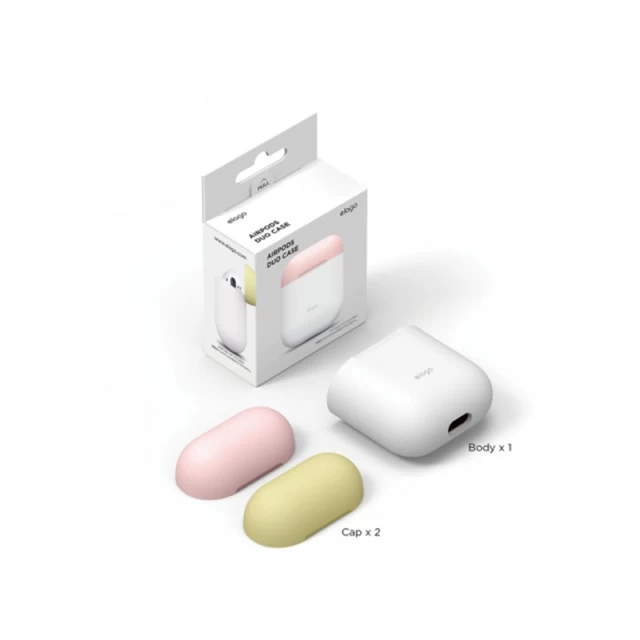 Чехол для Airpods 2/1 Elago Duo Case White/Pink/Yellow for Charging Case (EAPDO-WH-PKYE)