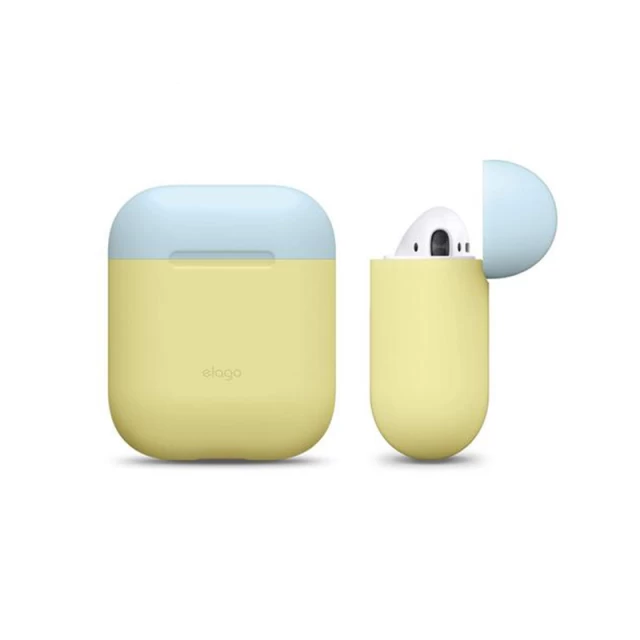 Чехол для Airpods 2/1 Elago Duo Case Yellow/White/Pastel Blue for Charging Case (EAPDO-YE-WHPBL)