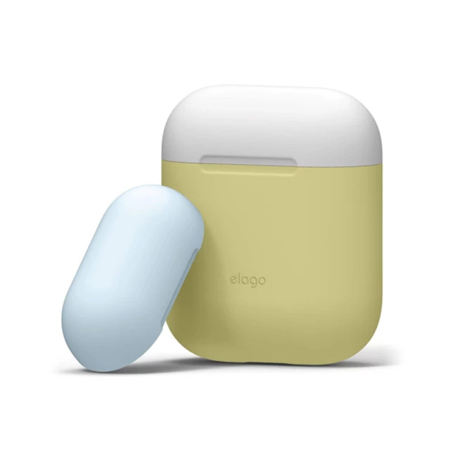 Чехол для Airpods 2/1 Elago Duo Case Yellow/White/Pastel Blue for Charging Case (EAPDO-YE-WHPBL)