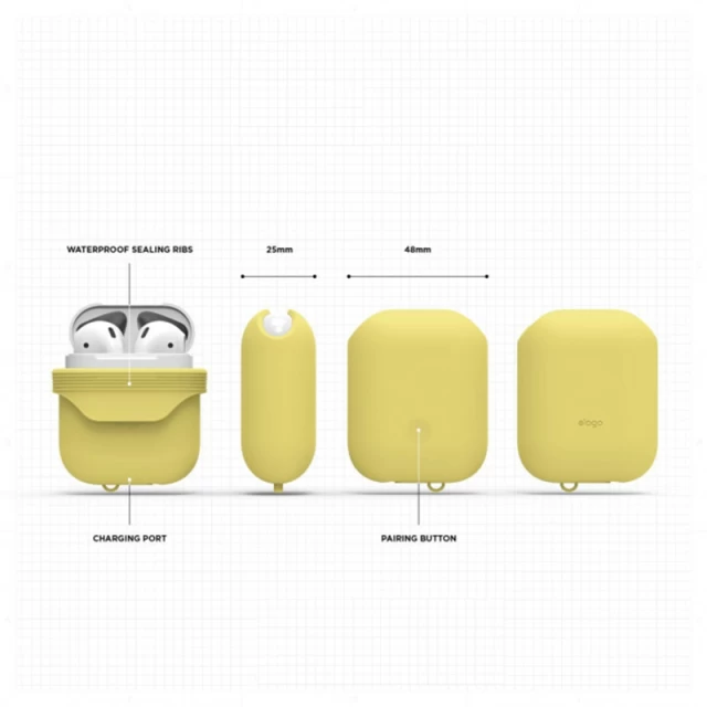 Чехол для Airpods 2/1 Elago Waterproof Case Creamy Yellow for Charging Case (EAPWF-BA-CYE)