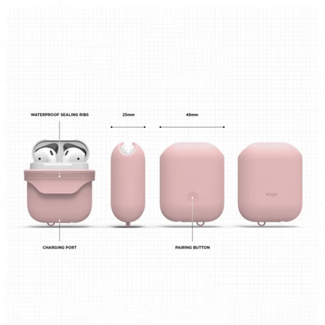 Чохол для Airpods 2/1 Elago Waterproof Case Lovely Pink for Charging Case (EAPWF-BA-LPK)