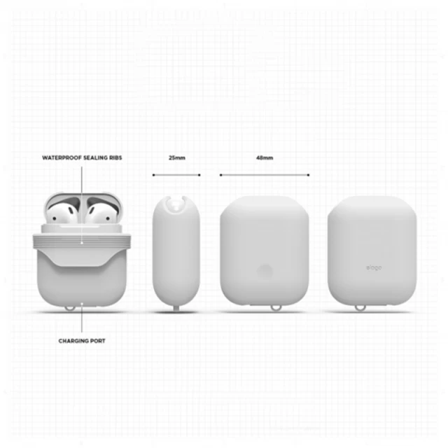 Чохол для Airpods 2/1 Elago Waterproof Case White for Charging Case (EAPWF-BA-WH)