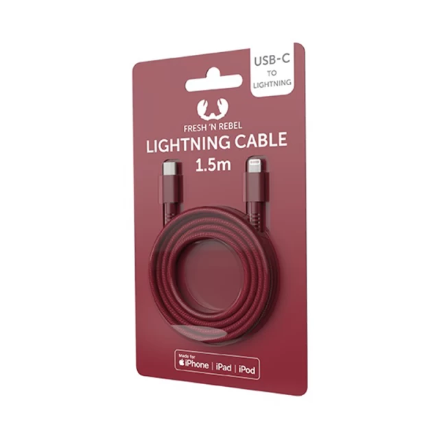 Кабель Fresh 'N Rebel Fabriq Cable USB-C to Lightning Ruby Red 1.5m (2CLC150RR)
