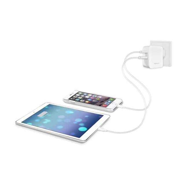 Мережевий зарядний пристрій Macally 12W USB-C | USB-A White (HOME24UC-EU)