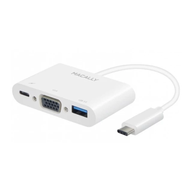 USB-хаб Macally Type-C to USB 3.0 with VGA and PD White (UCVGA)