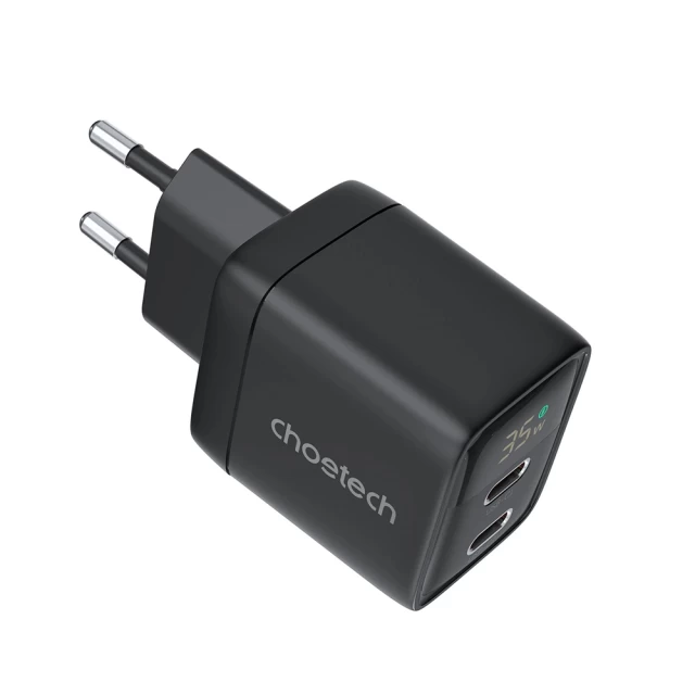 Мережевий зарядний пристрій Choetech GaN3 PD 35W USB-C | USB-A Black (PD6051)