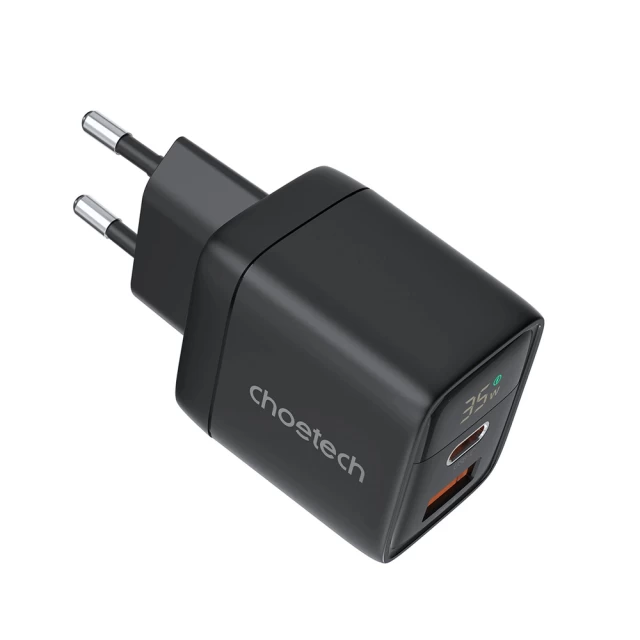 Мережевий зарядний пристрій Choetech GaN3 PD 35W USB-C | USB-A Black (PD6052)
