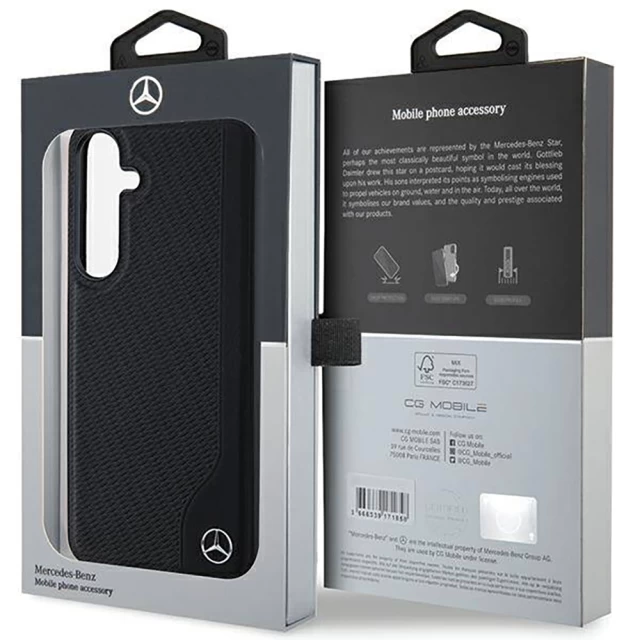 Чохол Mercedes Hardcase Leather Debossed Line для Samsung Galaxy S24 (S921) Black with MagSafe (MEHMS24S23RBGVK)