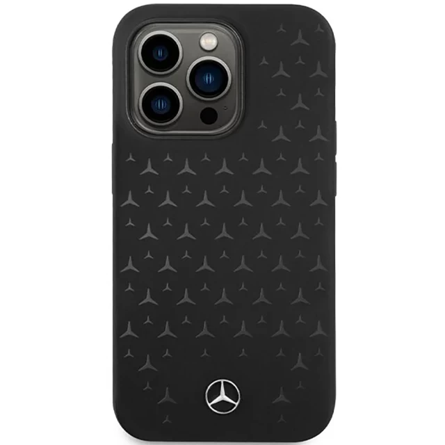 Чехол Mercedes Hardcase Silicone Stars Pattern для iPhone 15 Pro Max Black with MagSafe (MEHMP15XSIPBK)