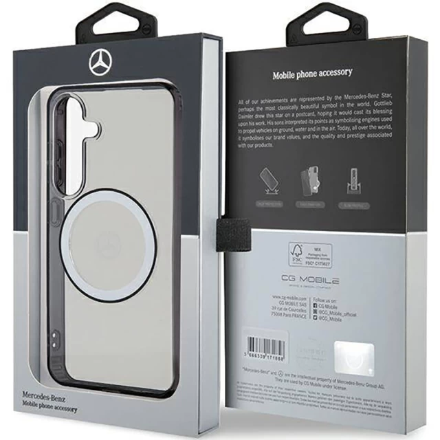 Чохол Mercedes Hardcase Printed Logo для Samsung Galaxy S24 (S921) Transparent with MagSafe (MEHMS24S23HUOKC)