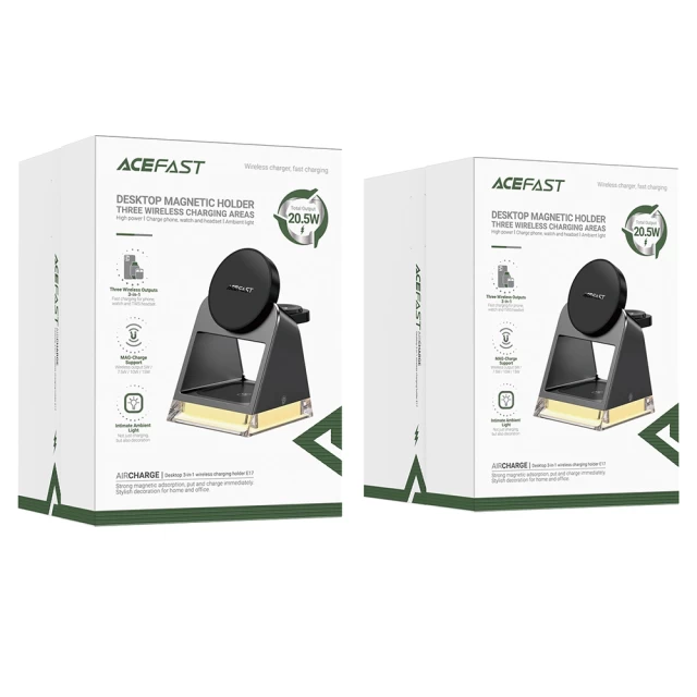 Беспроводное зарядное устройство Acefast 3-in-1 20W Black with MagSafe (E17)