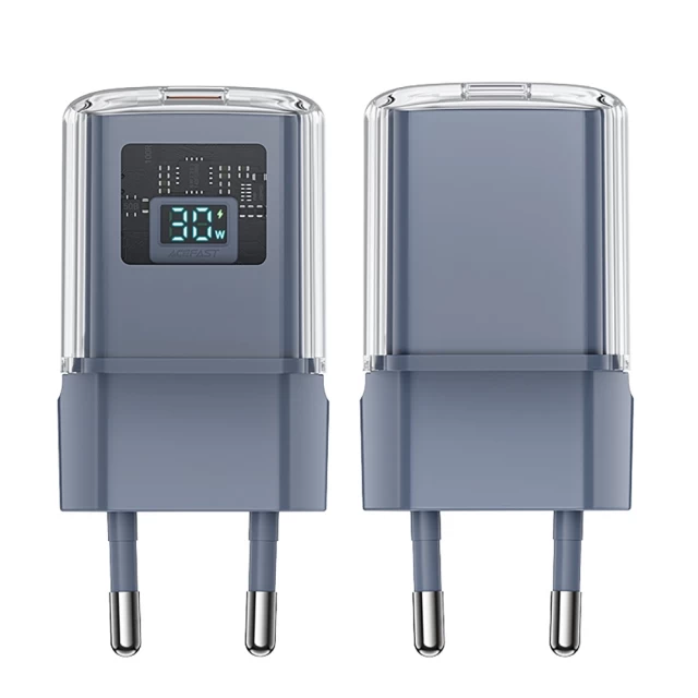 Мережевий зарядний пристрій Acefast GaN PD 30W USB-C Grey (A53-gray)