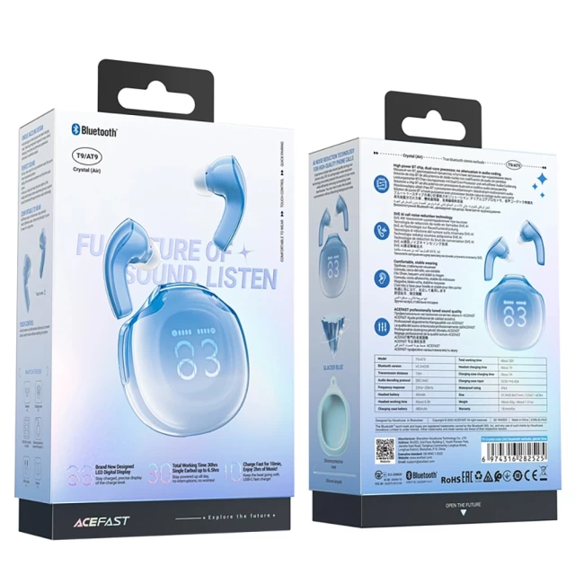 Беспроводные наушники Acefast Earphones TWS Bluetooth 5.3 Blue (T9-blue)