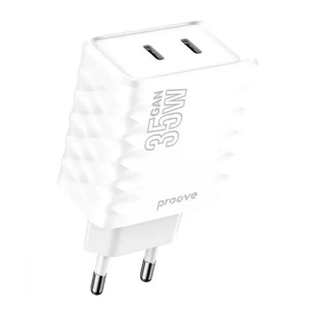 Сетевое зарядное устройство Proove Speed Surge Gan 35W 2xUSB-C White (WCSS30020002)