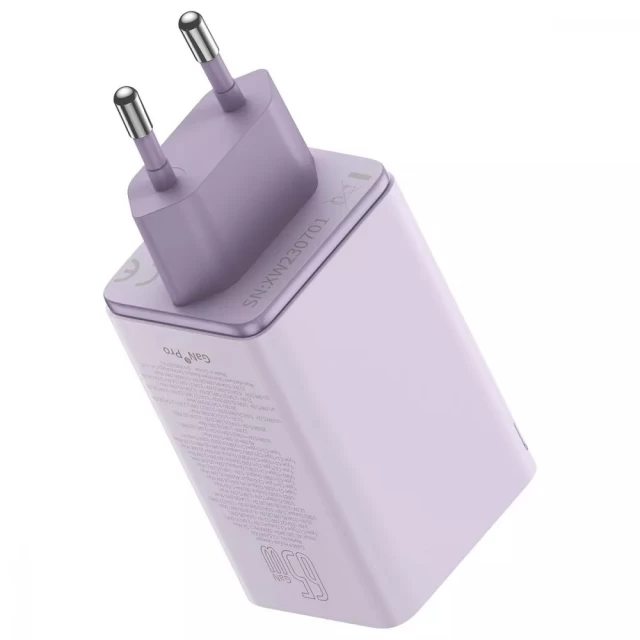 Мережевий зарядний пристрій Baseus GaN6 Pro Fast Charger 65W 2xUSB-C | 2xUSB-A Purple (55281)