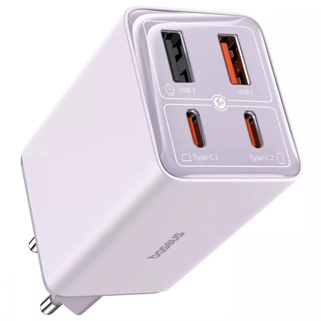 Сетевое зарядное устройство Baseus GaN6 Pro Fast Charger 65W 2xUSB-C | 2xUSB-A Purple (55281)